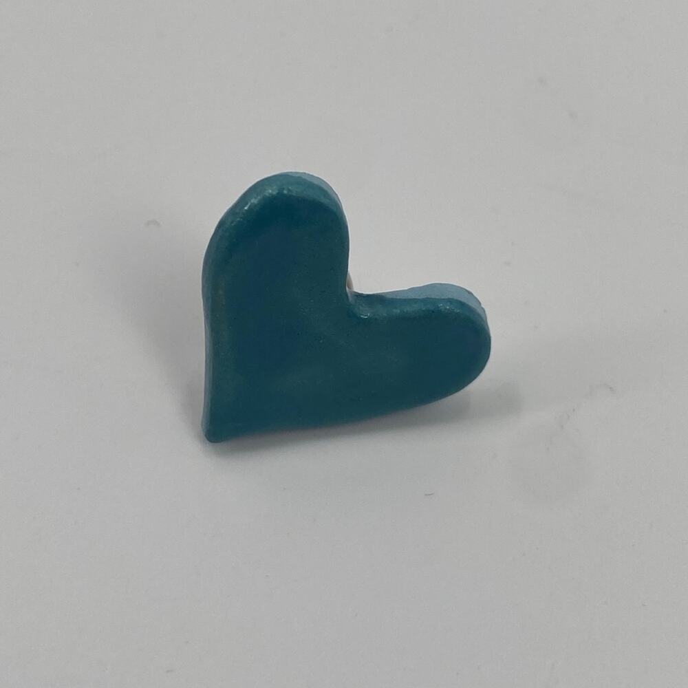 Vintage Blue Ceramic heart pin